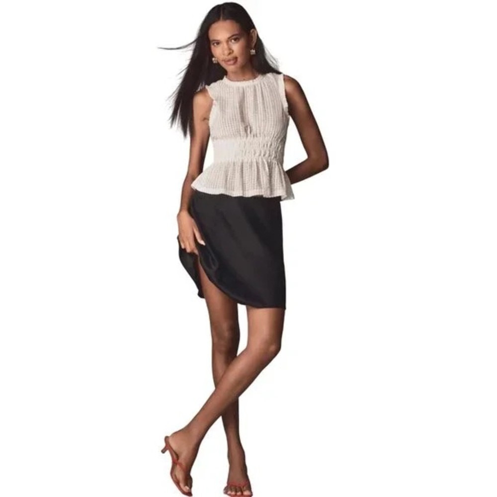 NWOT Maeve Ivory and olive Textured Sleeveless Blouse - Picture 4 of 7